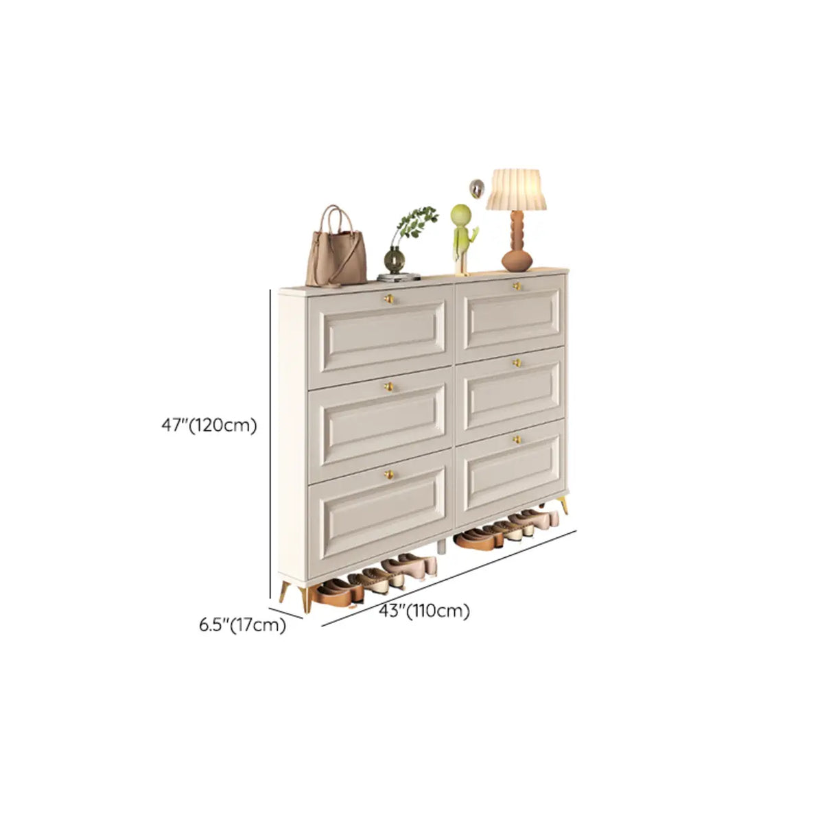 Adjustable Wood Hallway White Drop Front Shoe Storage Image - 42