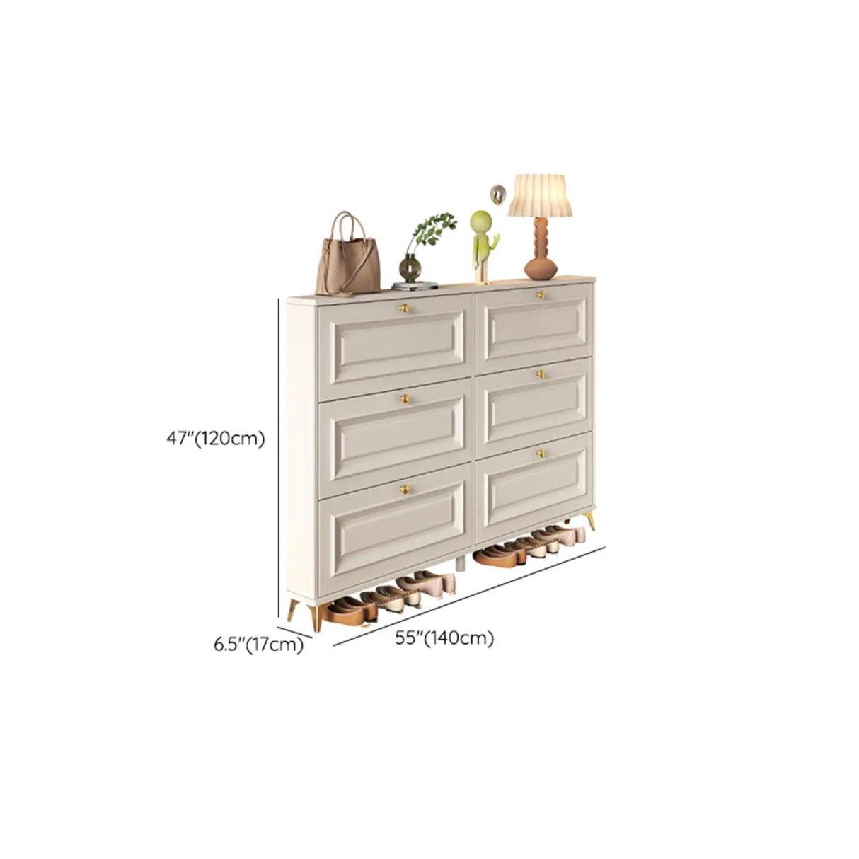 Adjustable Wood Hallway White Drop Front Shoe Storage Image - 44