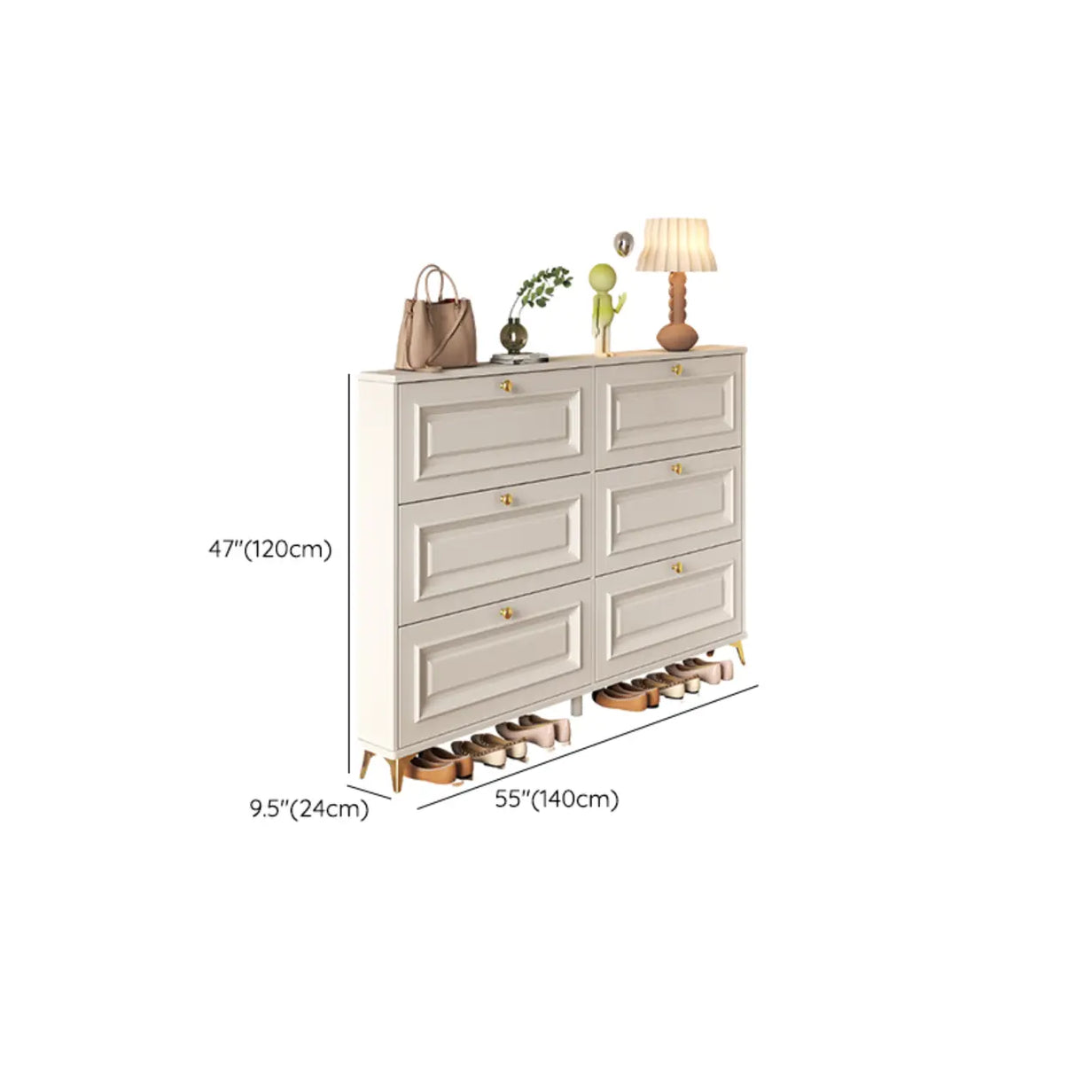Adjustable Wood Hallway White Drop Front Shoe Storage Image - 47