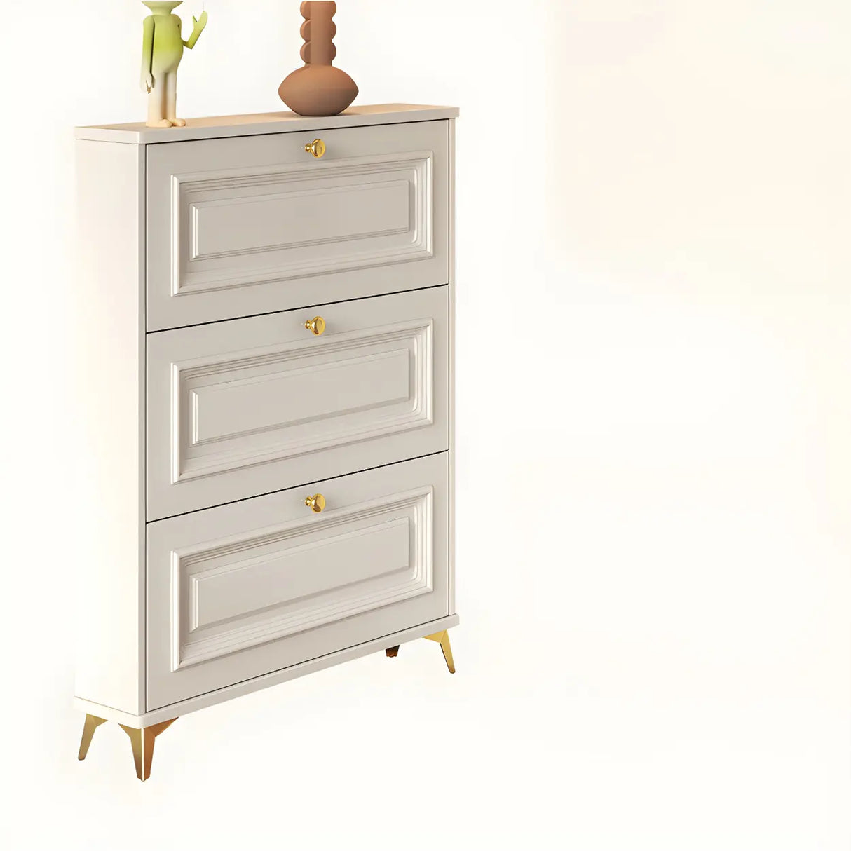 Adjustable Wood Hallway White Drop Front Shoe Storage Image - 4