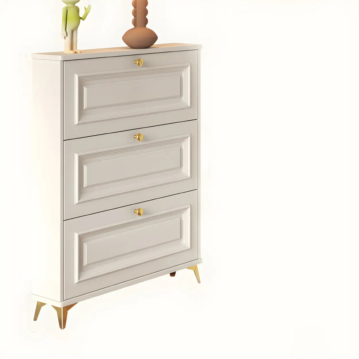 Adjustable Wood Hallway White Drop Front Shoe Storage Image - 7