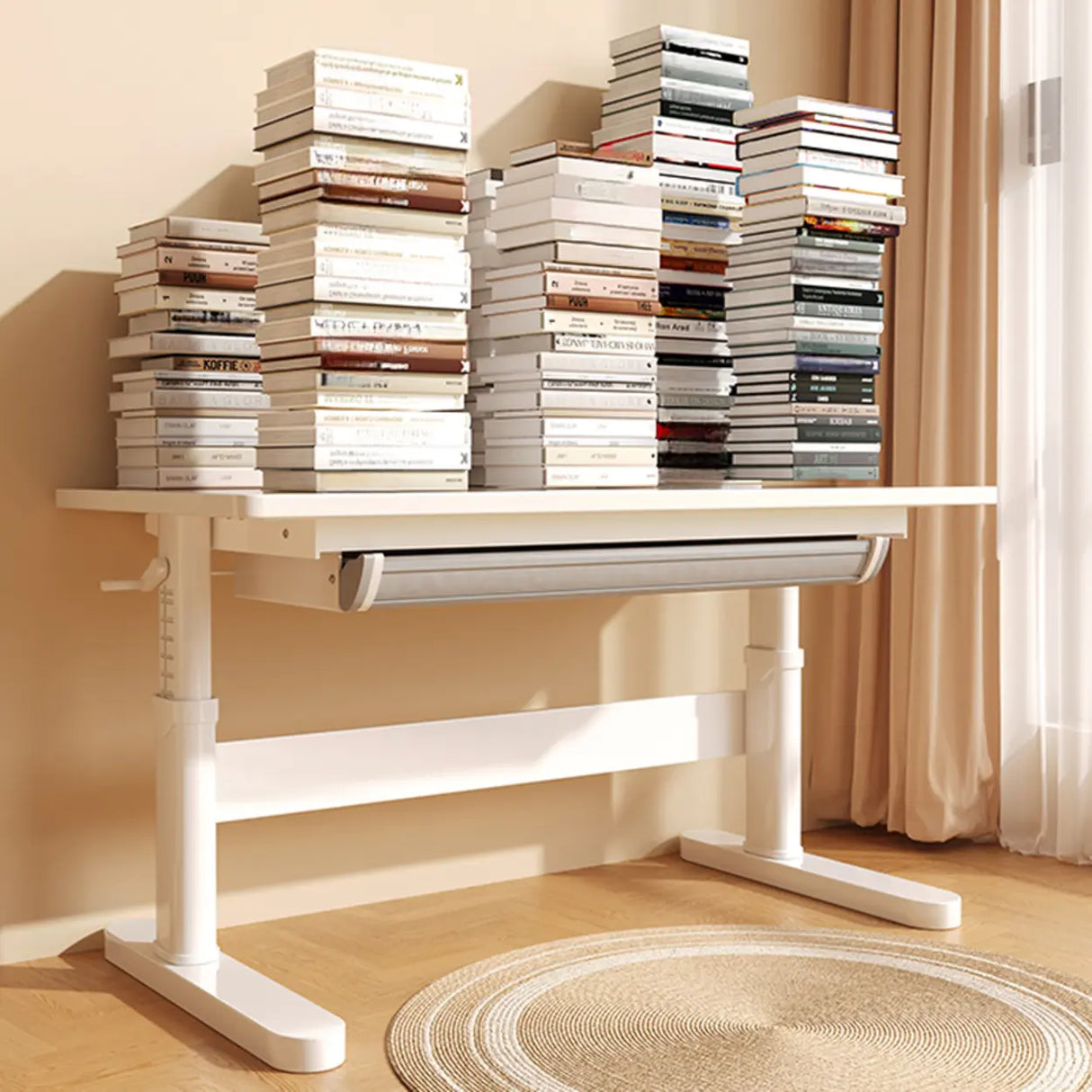 Adjustable Wood Rectangle Steel Base Kids Writing Desk Image - 3