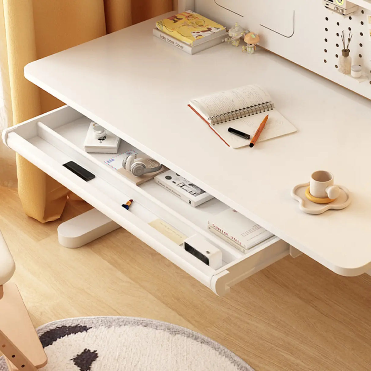 Adjustable Wood Rectangle Steel Base Kids Writing Desk Image - 5