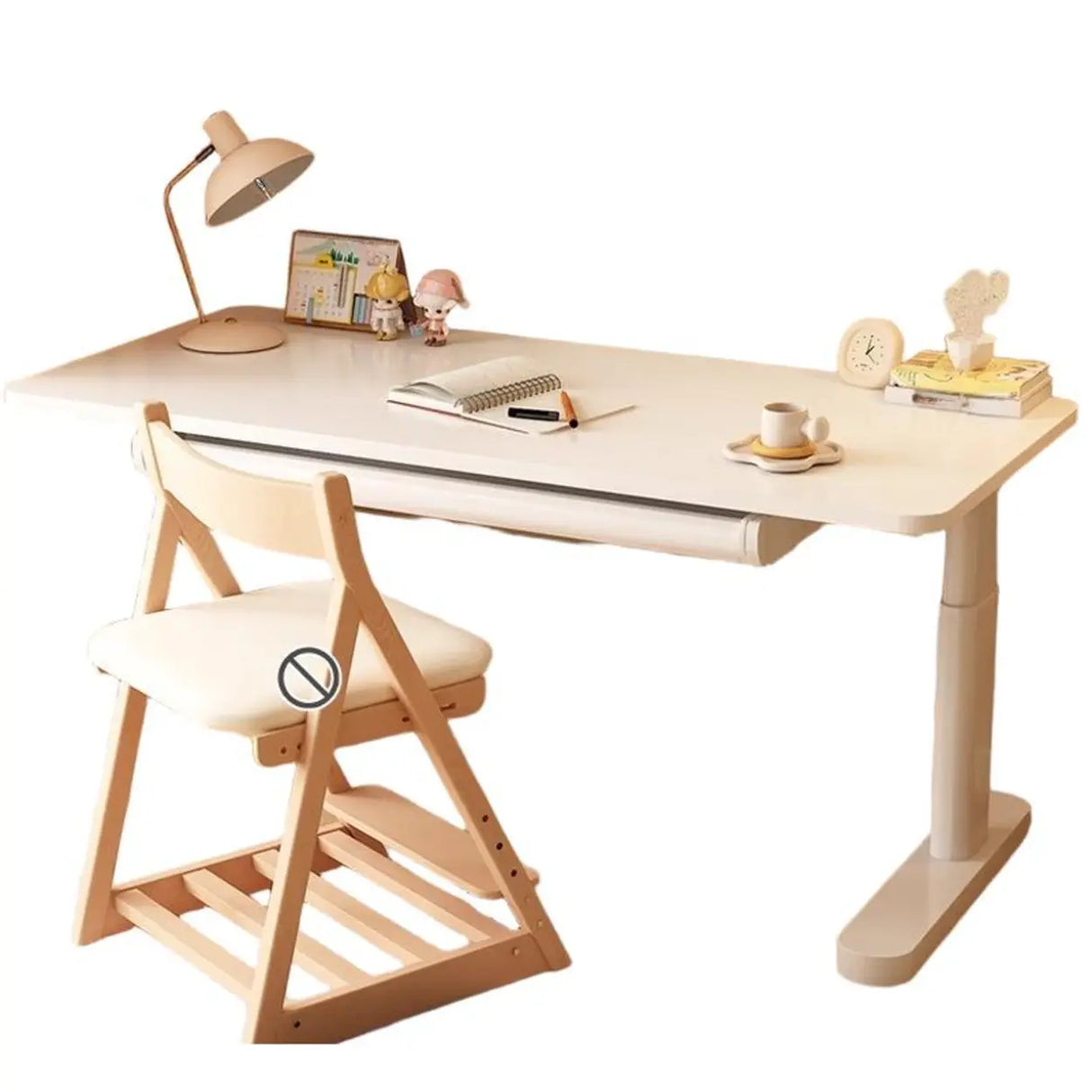 Adjustable Wood Rectangle Steel Base Kids Writing Desk Image - 7