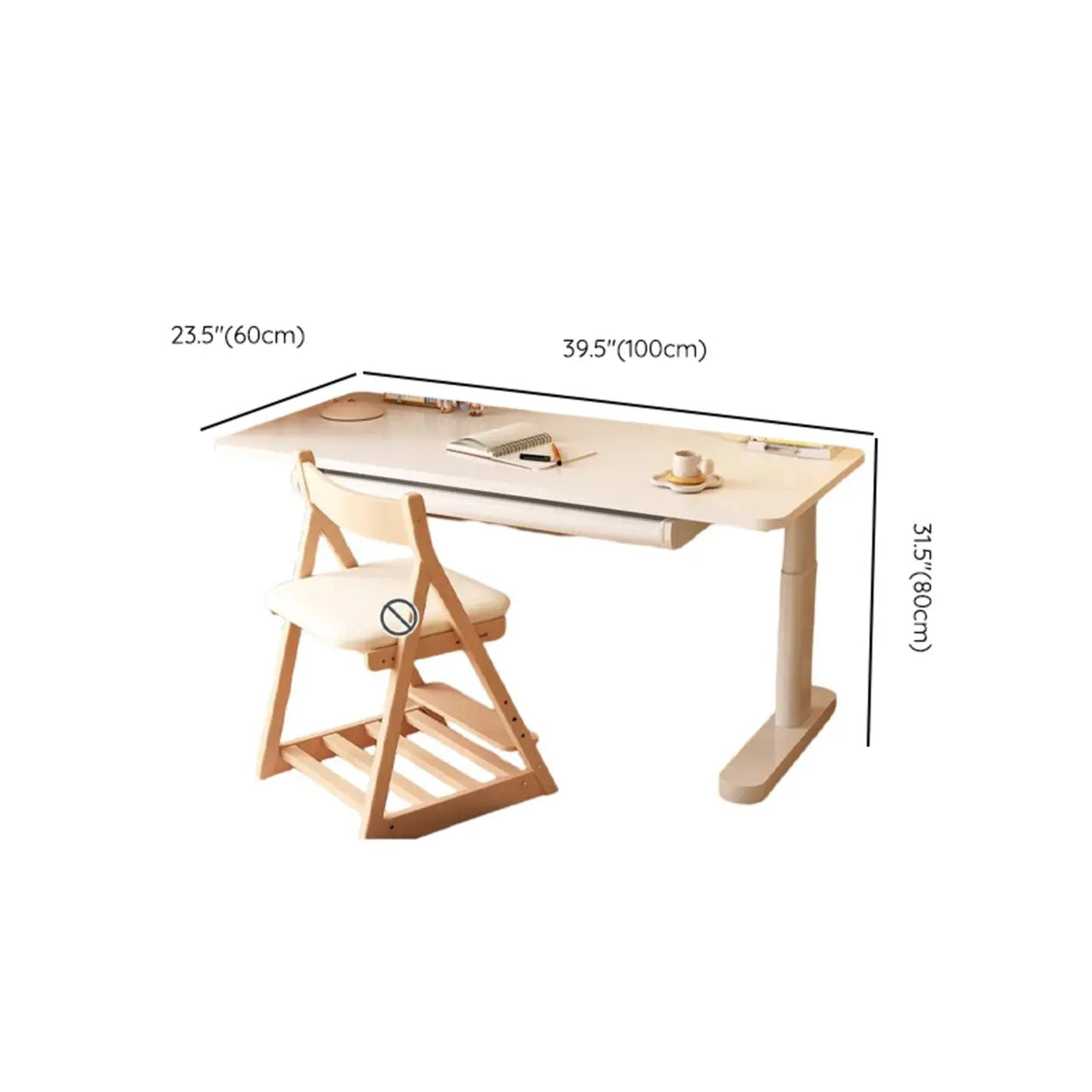 Adjustable Wood Rectangle Steel Base Kids Writing Desk Image - 9