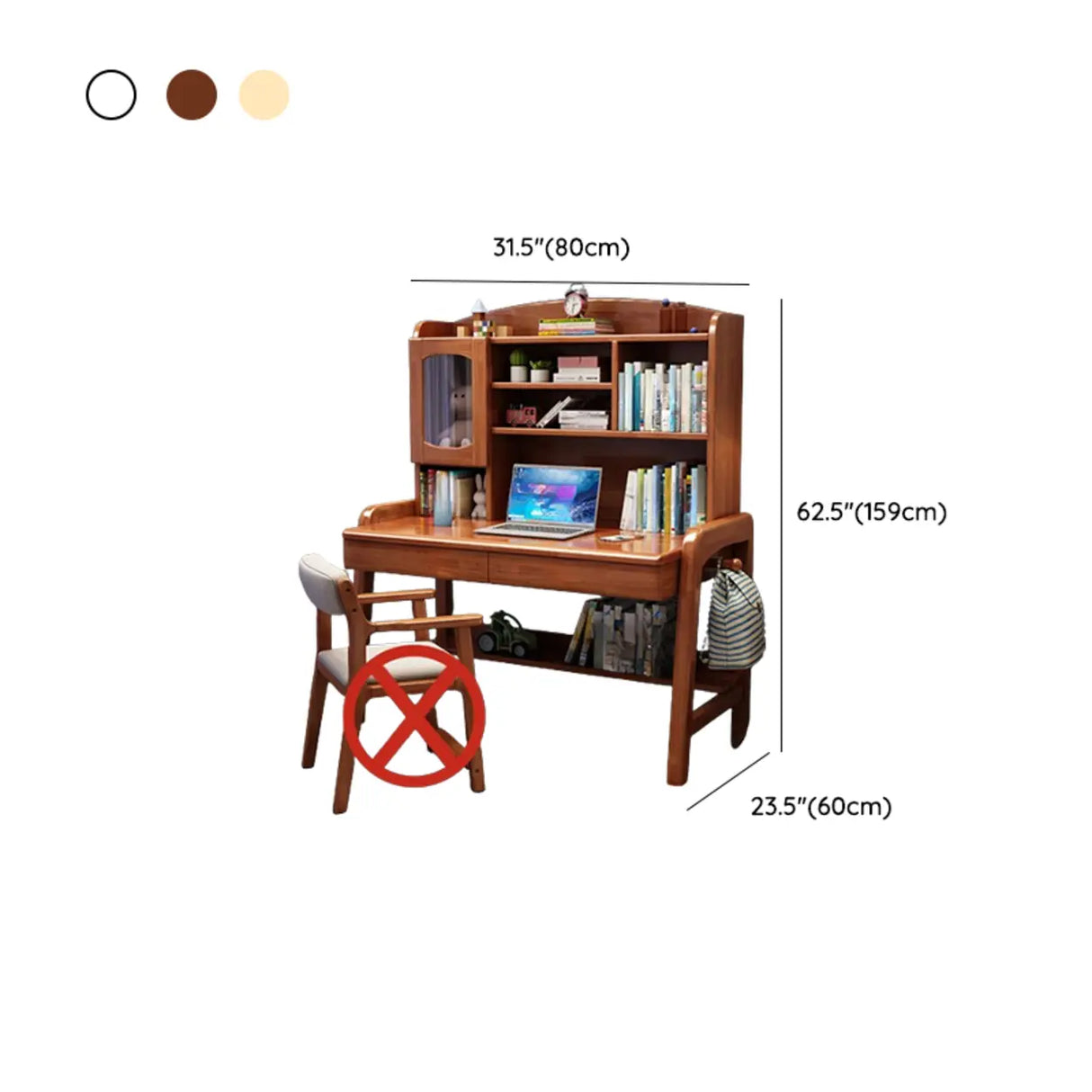 Adjustable Wood Storage Kids Desk with Cabinet and Hutch