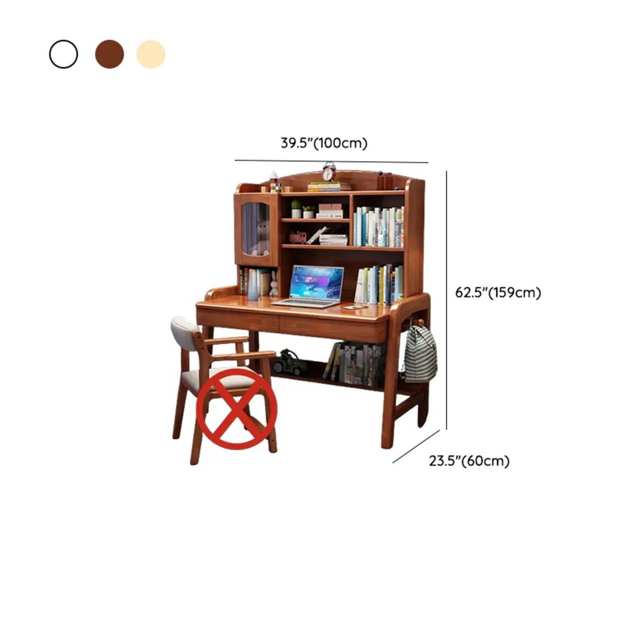 Adjustable Wood Storage Kids Desk with Cabinet and Hutch Image - 14