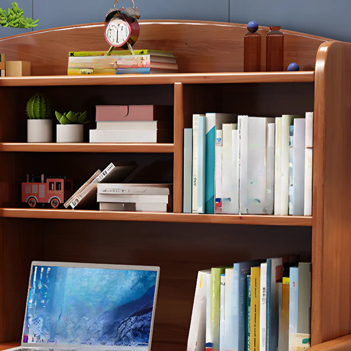 Adjustable Wood Storage Kids Desk with Cabinet and Hutch Image - 4