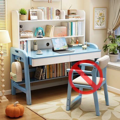 Adjustable Wood Storage Kids Desk with Drawer and Hutch Image - 2