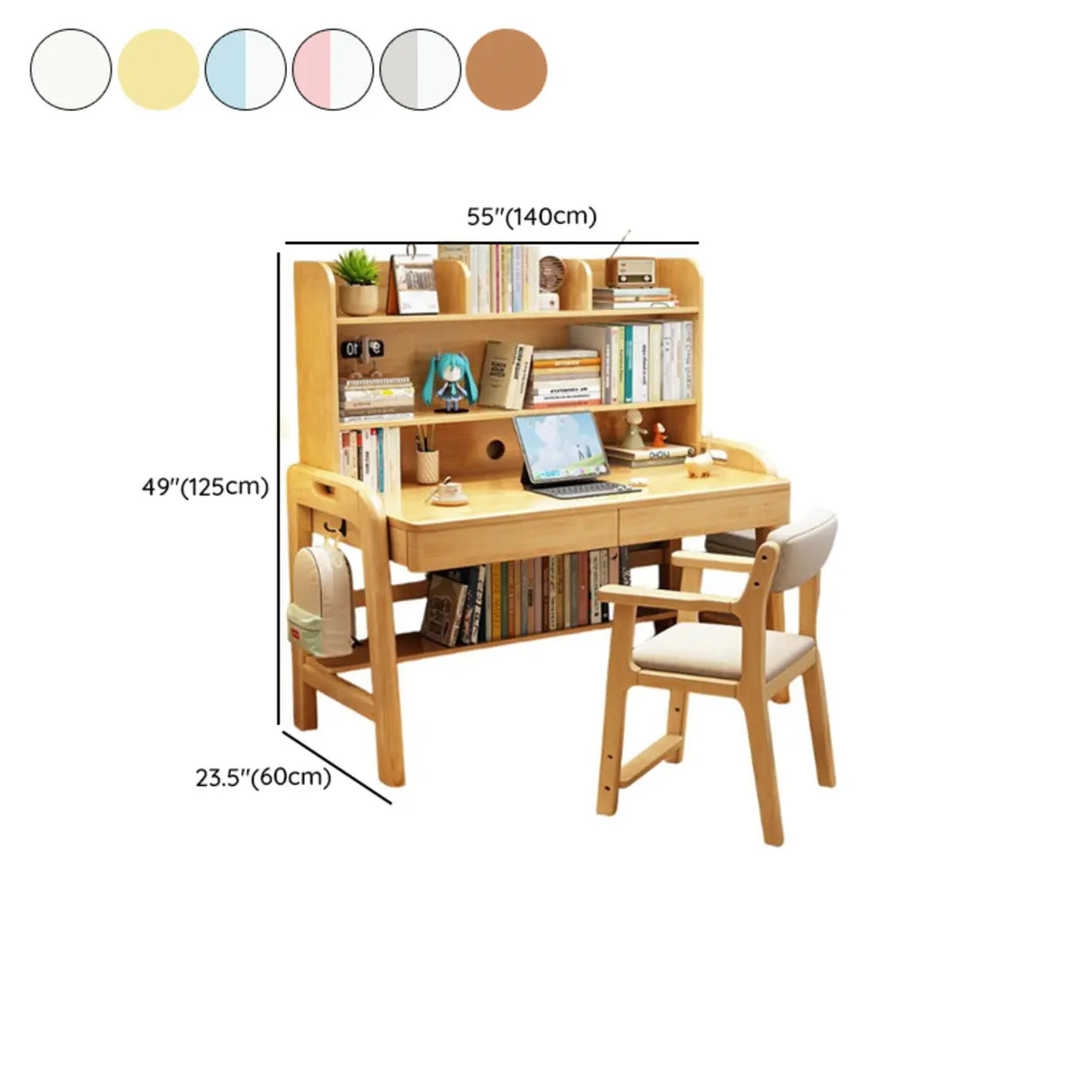 Adjustable Wood Storage Kids Desk with Drawer and Hutch Image - 23
