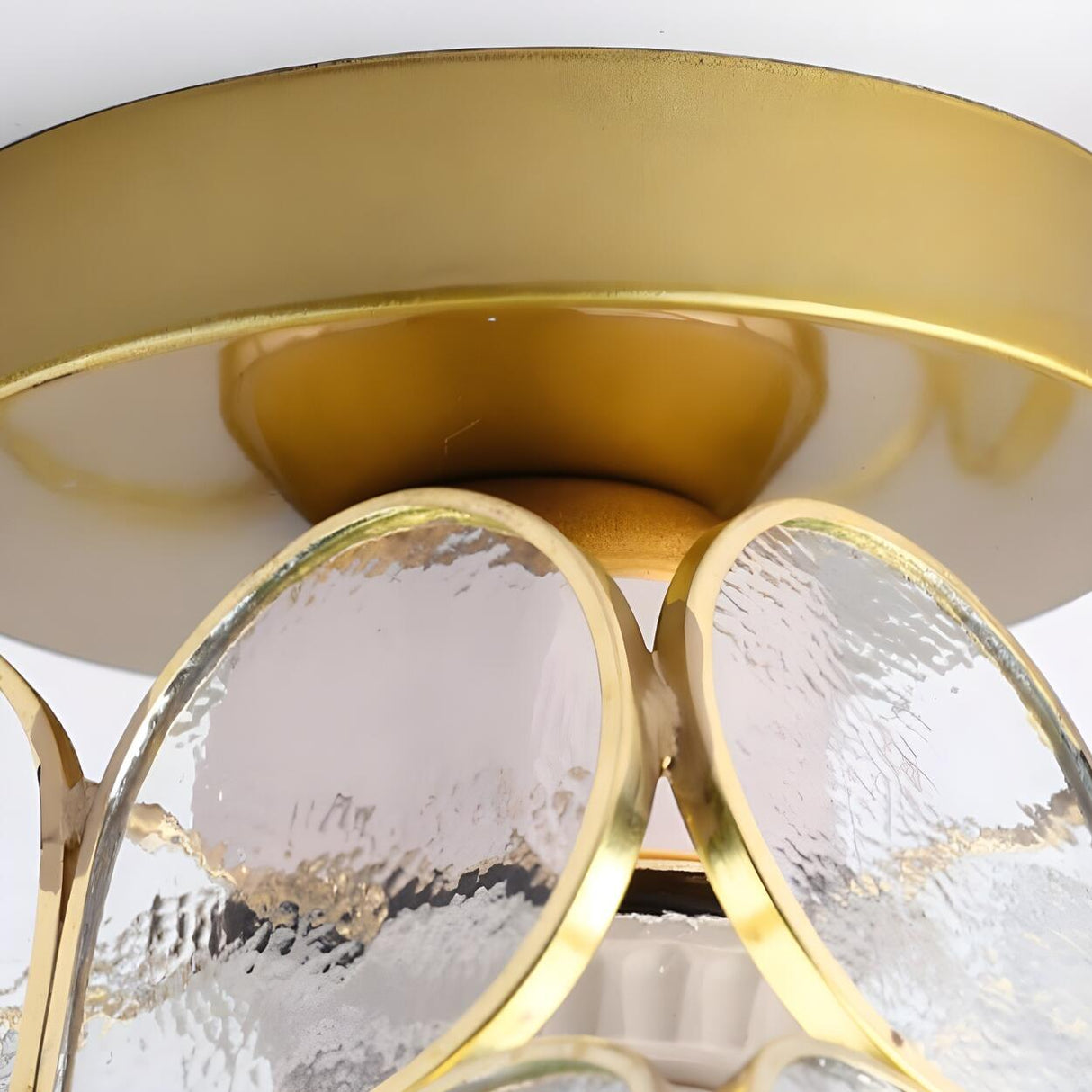 Aisle Colonial Green Floral Glass Semi-Flush Mount Lamp Image - 13