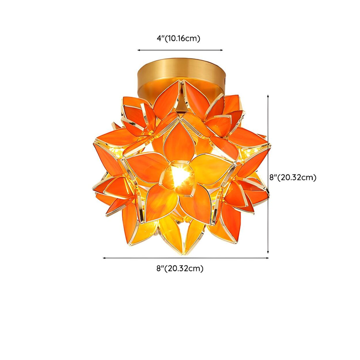 Aisle Colonial Green Floral Glass Semi-Flush Mount Lamp