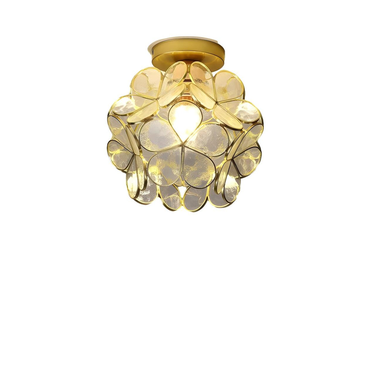 Aisle Colonial Green Floral Glass Semi-Flush Mount Lamp Image - 5