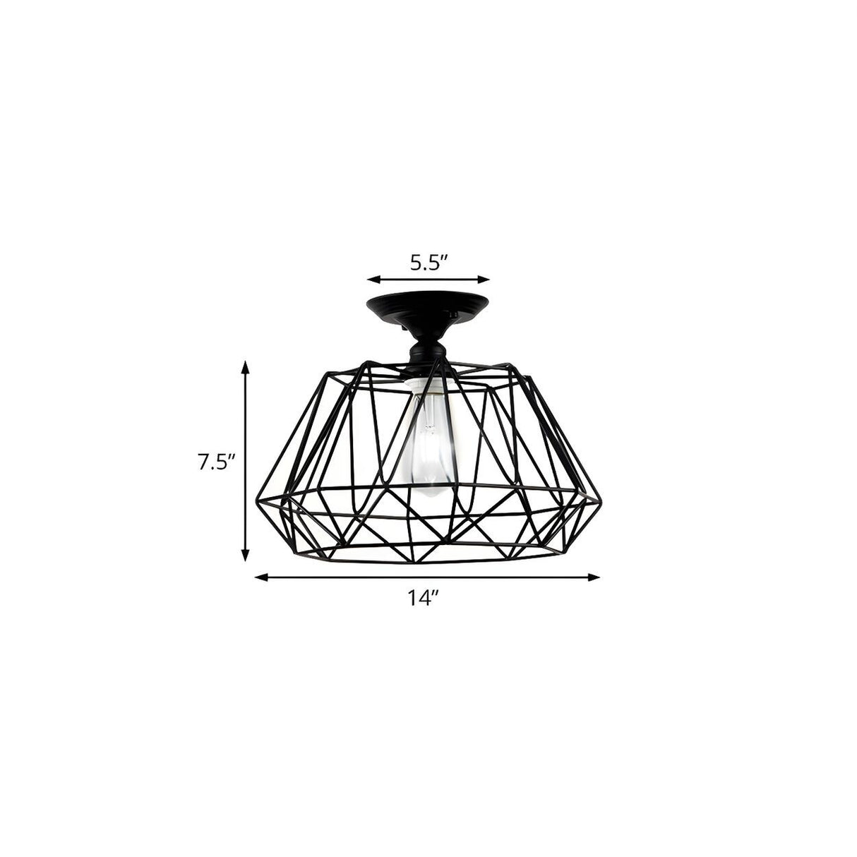 Aisle Mini Geometric Metal Cage Semi-Flush Mount Light Image - 4