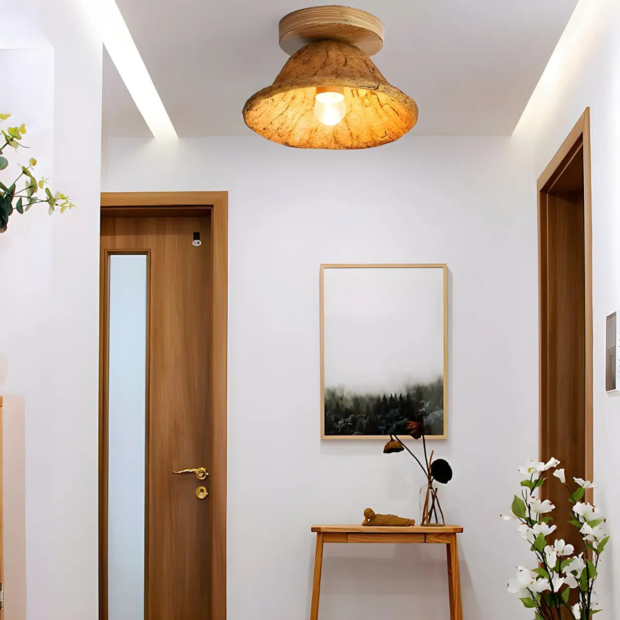 Aisle Natural Flower Wood Resin Semi-Flush Mount Light Image - 13