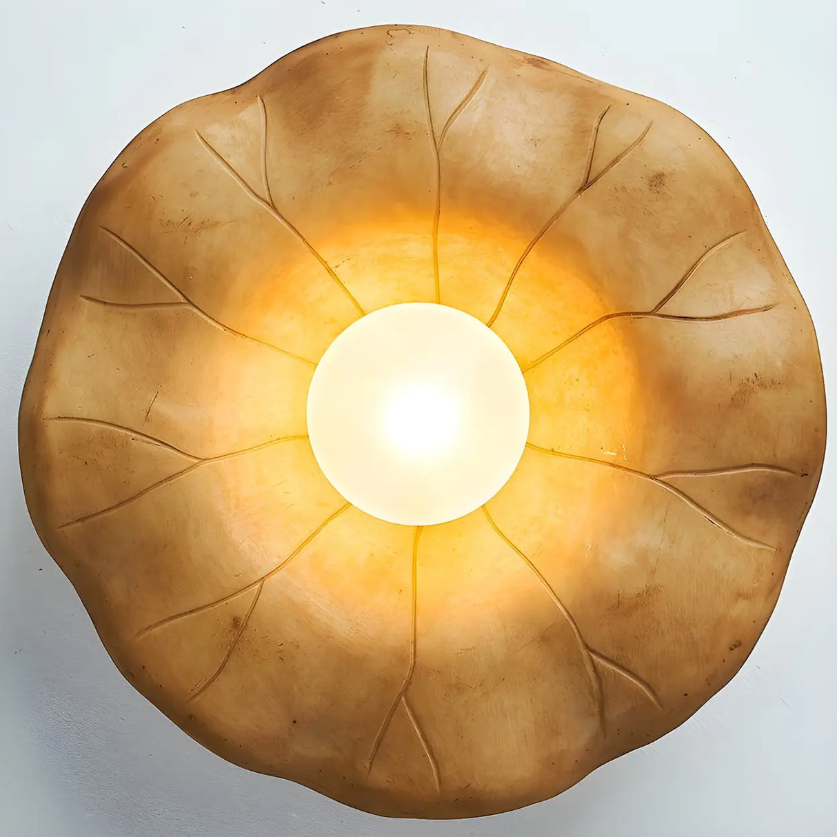 Aisle Natural Flower Wood Resin Semi-Flush Mount Light Image - 6