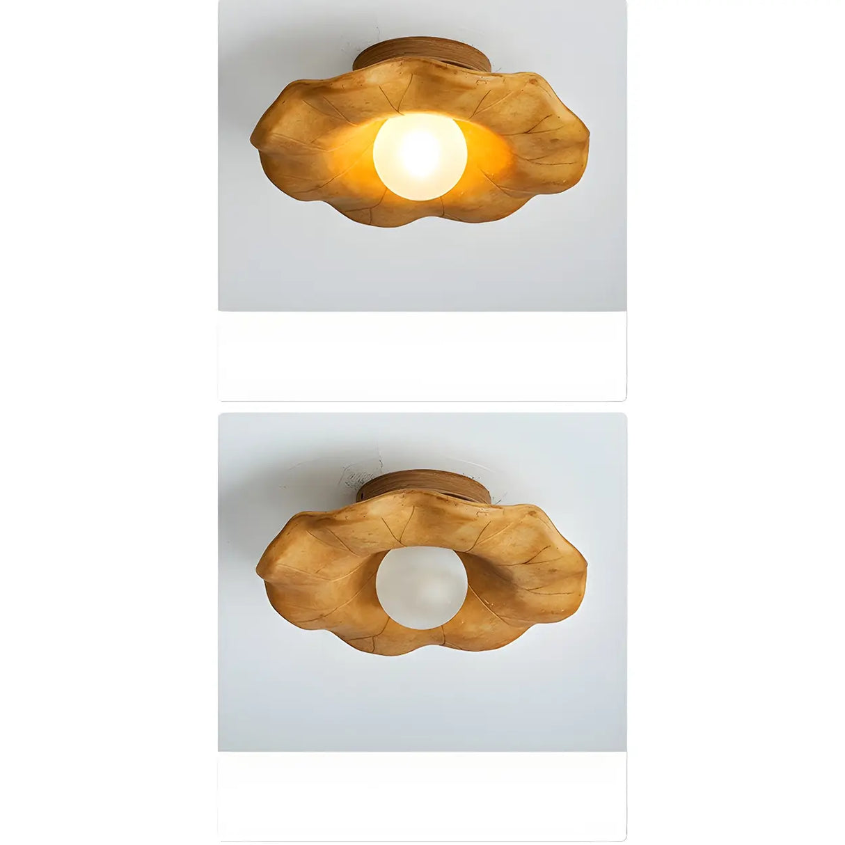 Aisle Natural Flower Wood Resin Semi-Flush Mount Light Image - 8