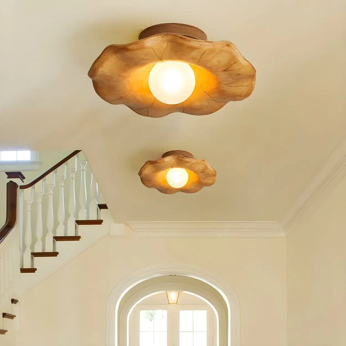 Aisle Natural Flower Wood Resin Semi-Flush Mount Light Image - 9