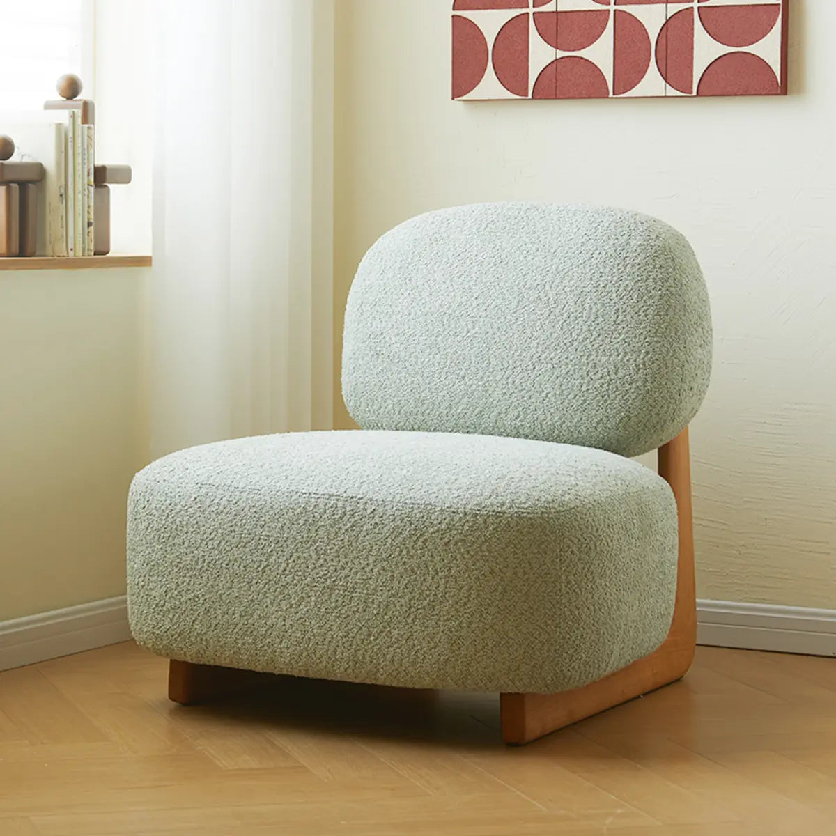 Alpaca Wool Biscuit Back Cherry Wood Sled Side Chair Image - 3