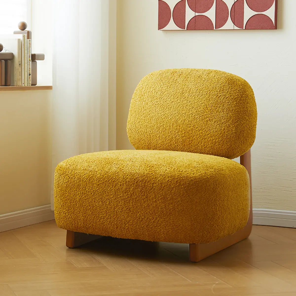 Alpaca Wool Biscuit Back Cherry Wood Sled Side Chair Image - 5