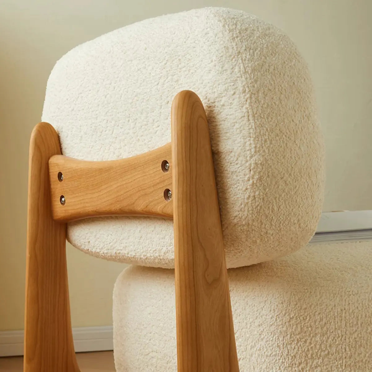 Alpaca Wool Biscuit Back Cherry Wood Sled Side Chair Image - 8