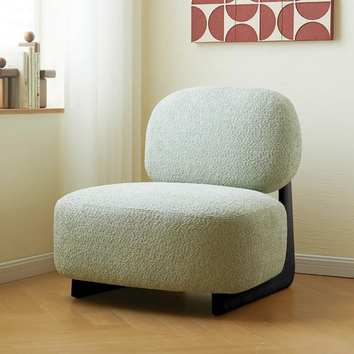 Alpaca Wool Biscuit Back Cherry Wood Sled Side Chair Image - 9