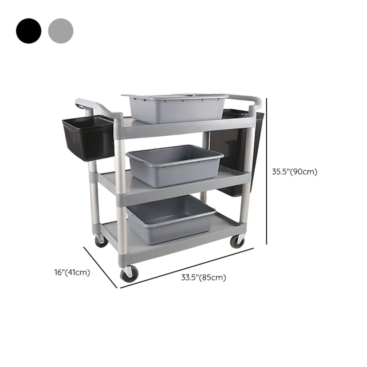 Aluminum Casters Utility Cart with Shelves and Bin Image - 10