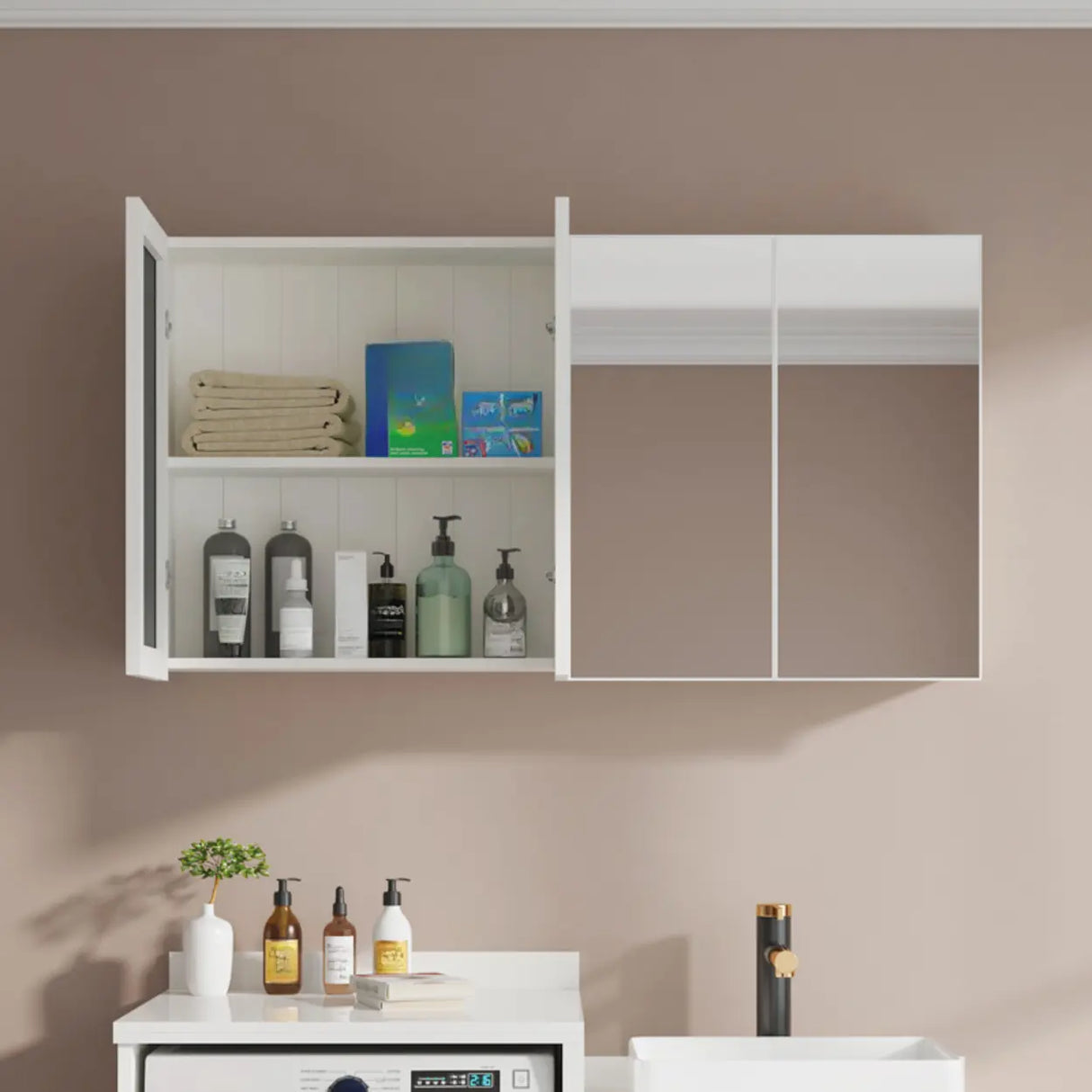 Aluminum Rectangle Frameless Mirrored Medicine Cabinet Image - 4