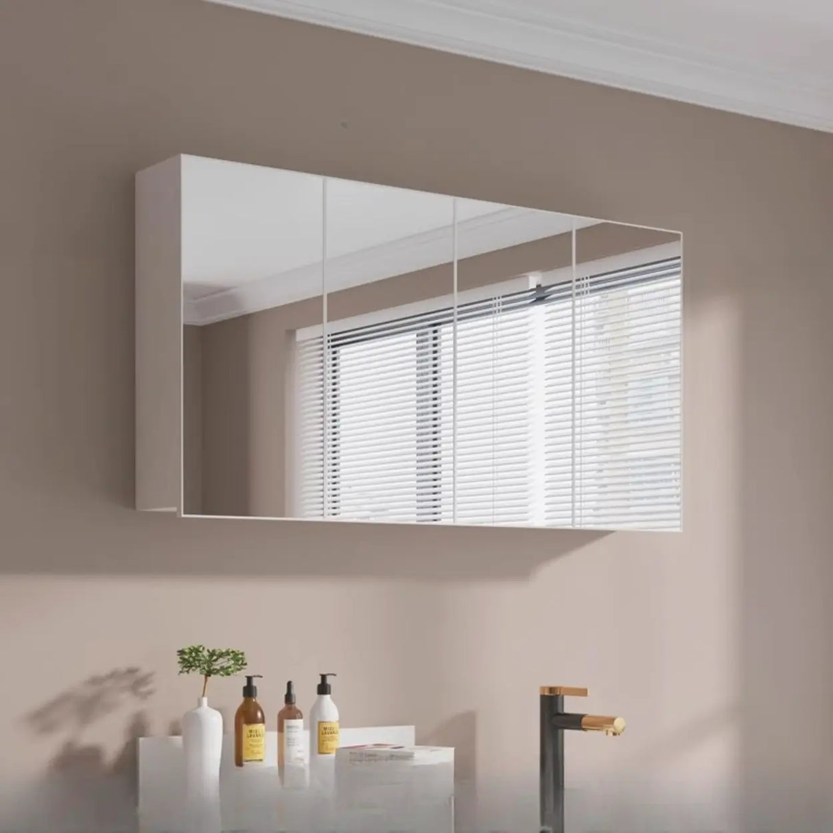 Aluminum Rectangle Frameless Mirrored Medicine Cabinet Image - 5