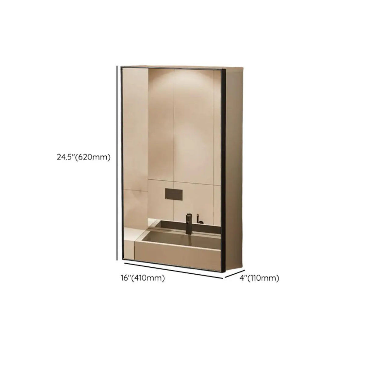 Aluminum Rectangle Silver Medicine Cabinet with Shelves