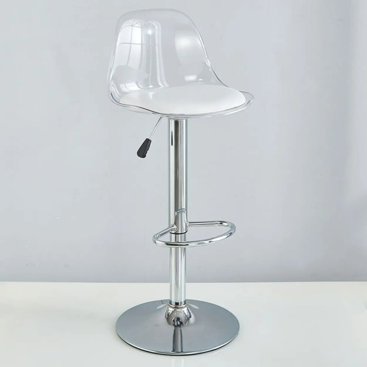 Amber Bucket Acrylic Adjustable Swivel Low Back Bar Stool Image - 7