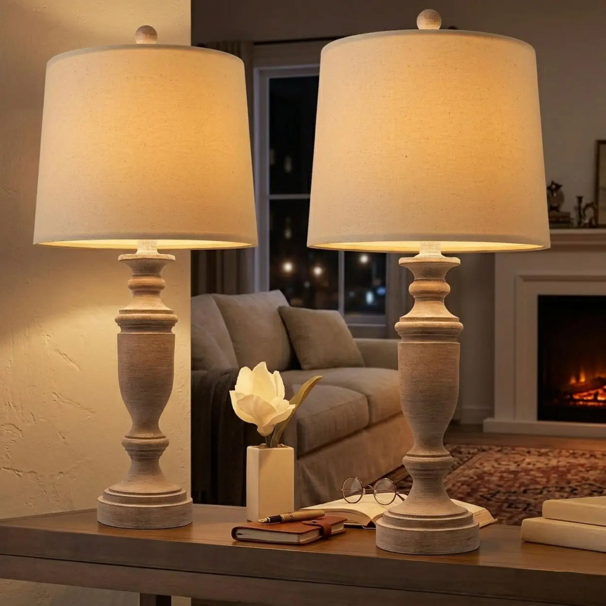 American Country Simple Solid Wood Bedroom Table Lamp Image - 4