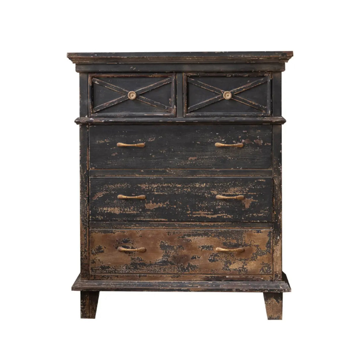 American Country Vintage Distressed Wood Drawer Buffet Sideboard Image - 5