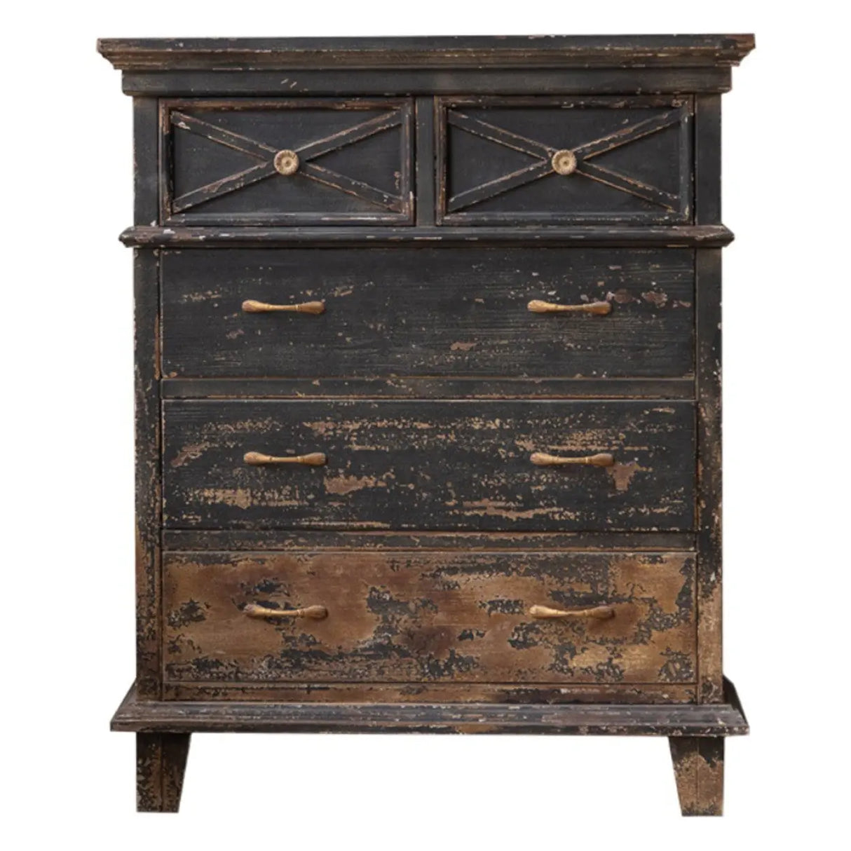 American Country Vintage Distressed Wood Drawer Buffet Sideboard Image - 6
