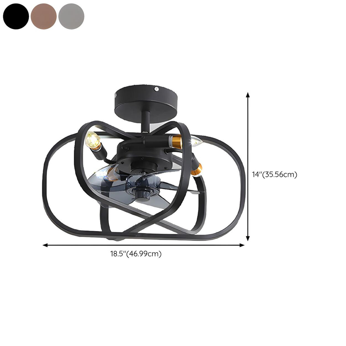 American Style Unique Black Cage Ceiling Fan With Light Image - 21