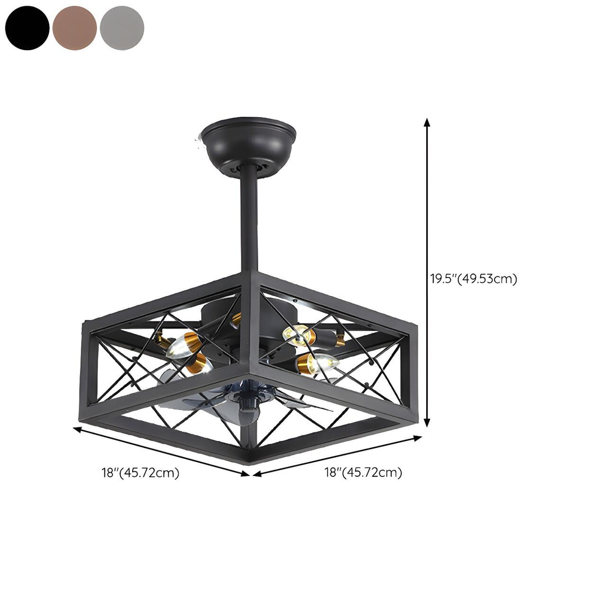 American Style Unique Black Cage Ceiling Fan With Light Image - 23