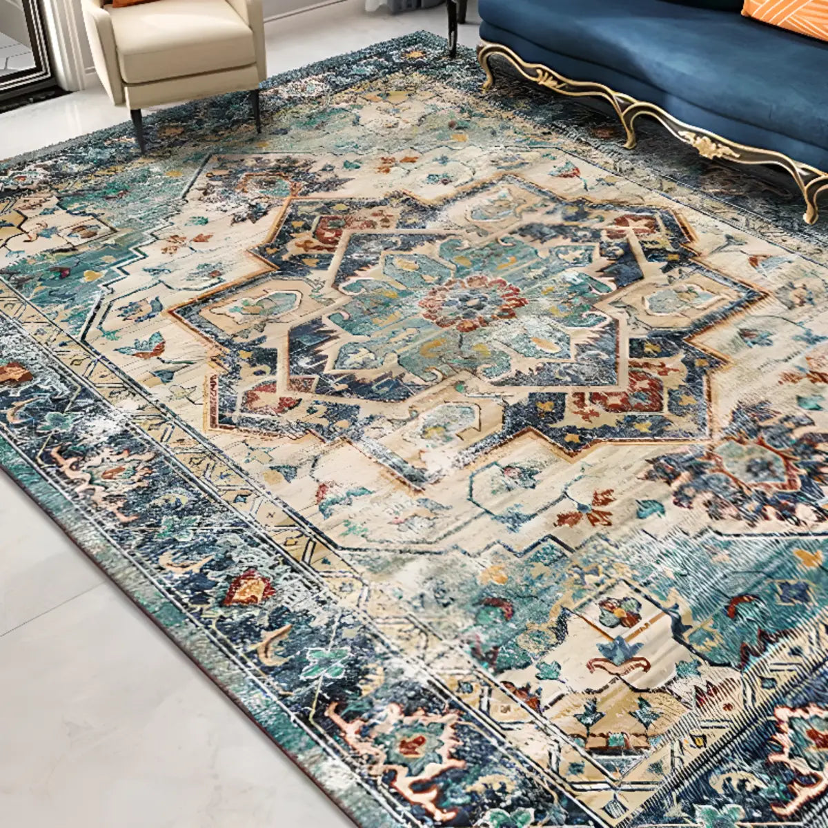 Anti-Slip Backing Bohemian Rectangular Area Rug Image - 10