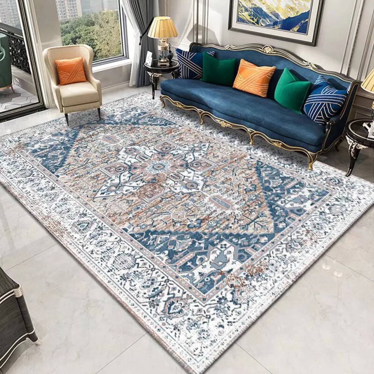 Anti-Slip Backing Bohemian Rectangular Area Rug Image - 9