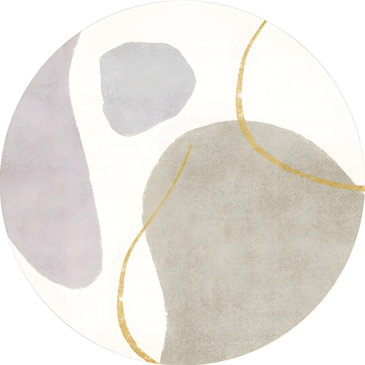 Anti-Slip Backing Round Polyester Color Block Area Rug Image - 15