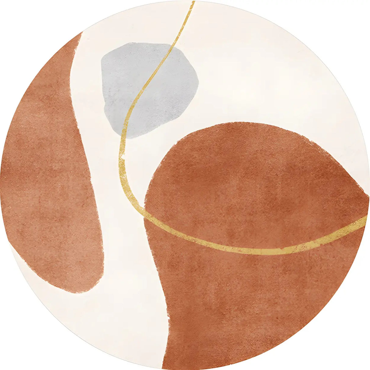 Anti-Slip Backing Round Polyester Color Block Area Rug Image - 16