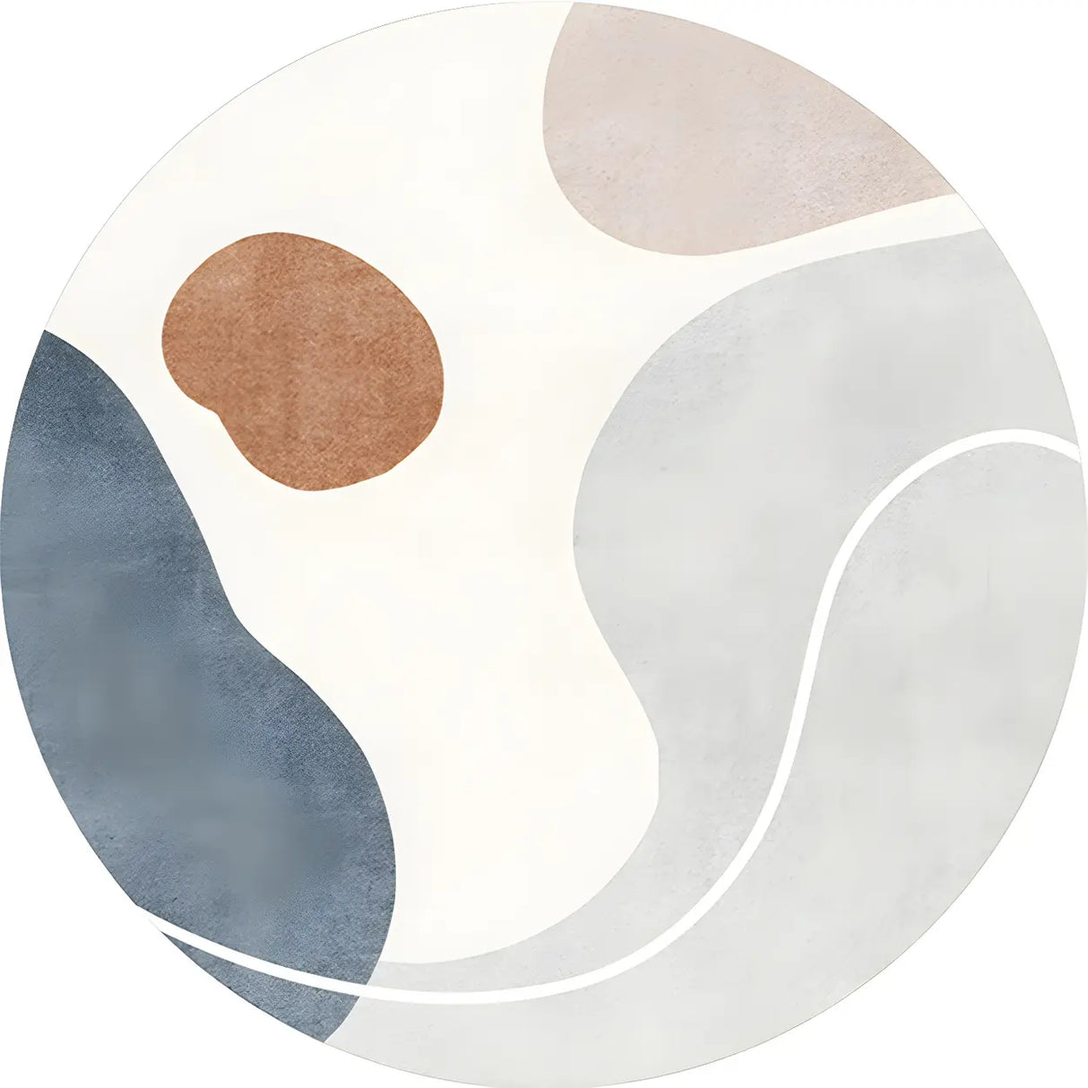 Anti-Slip Backing Round Polyester Color Block Area Rug Image - 18