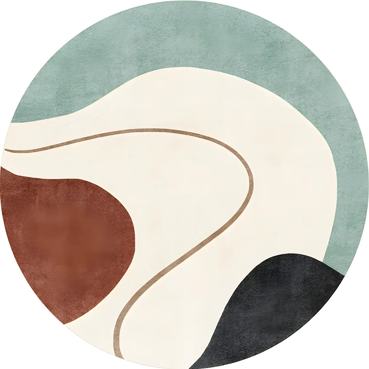 Anti-Slip Backing Round Polyester Color Block Area Rug Image - 4