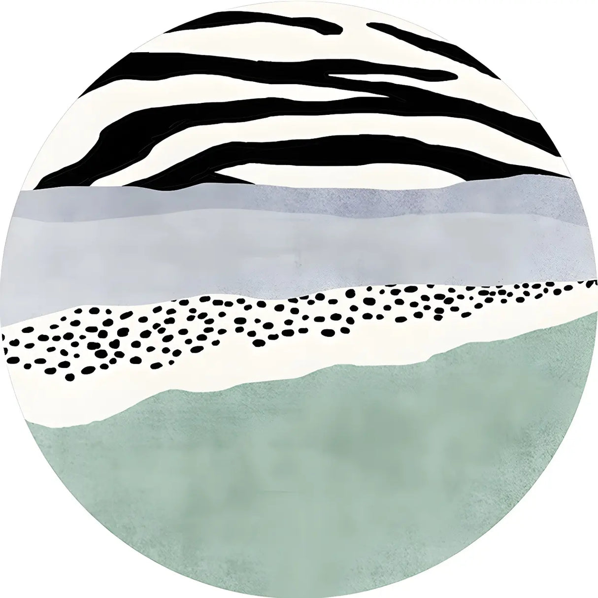 Anti-Slip Backing Round Polyester Color Block Area Rug Image - 6