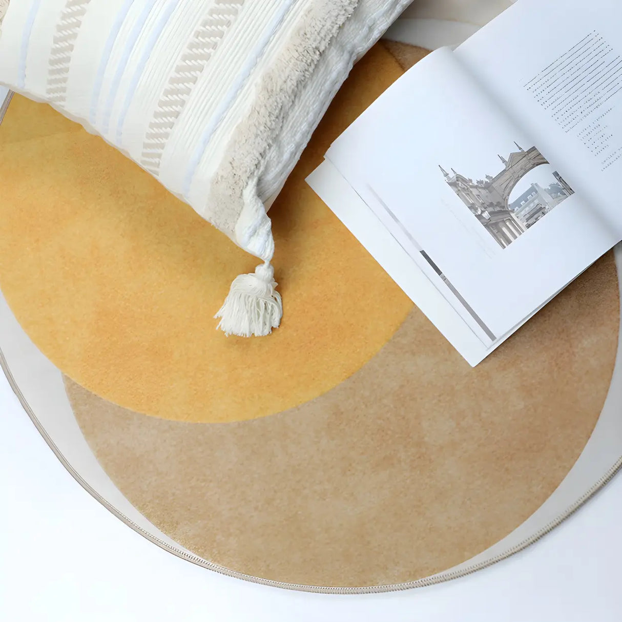 Anti-Slip Backing Round Polyester Color Block Area Rug Image - 7