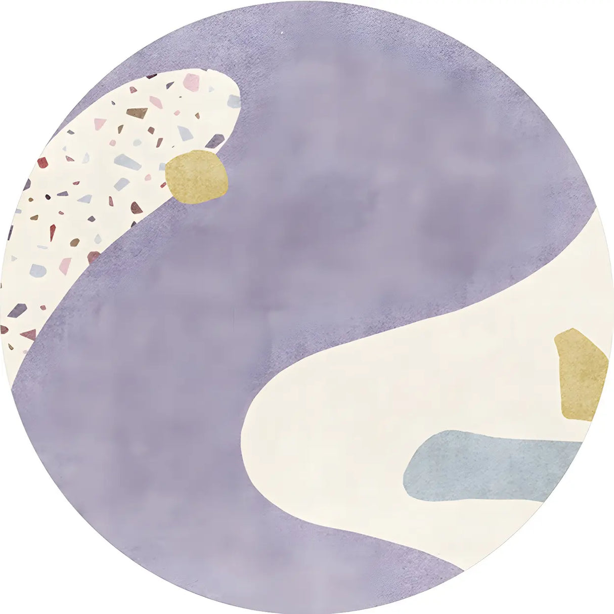 Anti-Slip Backing Round Polyester Color Block Area Rug Image - 9