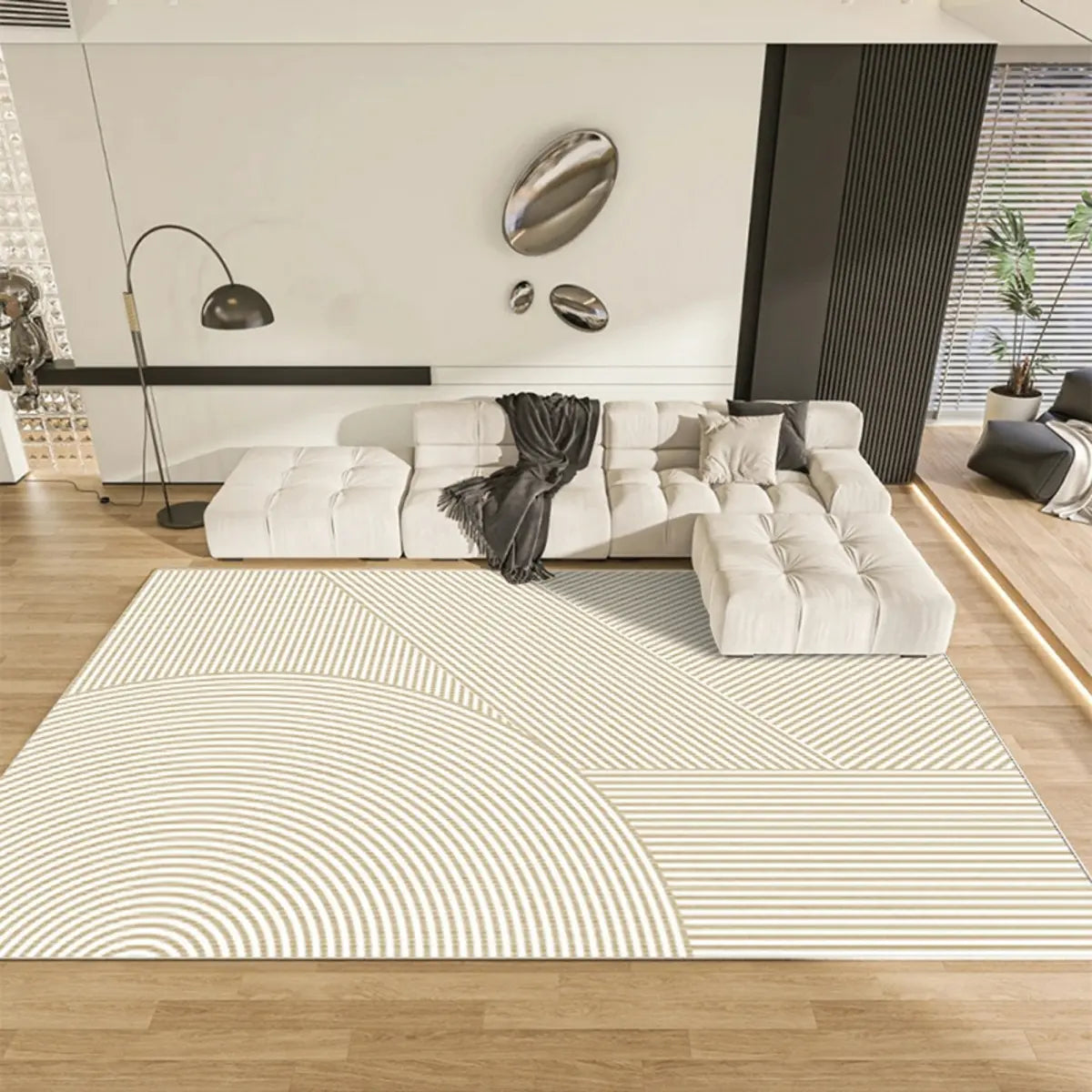 Anti-Slip Design Abstract White Rectangular Area Rug Image - 2