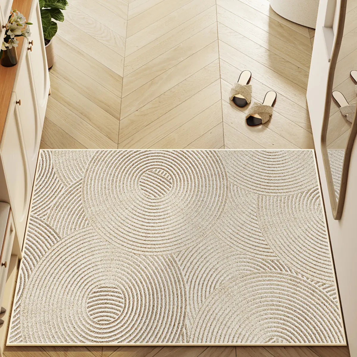 Anti-Slip Minimalist Geometric Cotton Blend Area Rug Image - 6