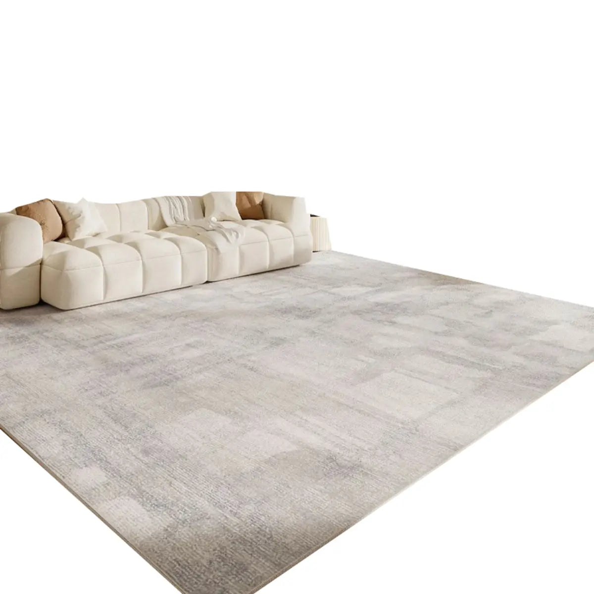 Anti-Slip Modern Beige Geometric Polyester Area Rug Image - 9