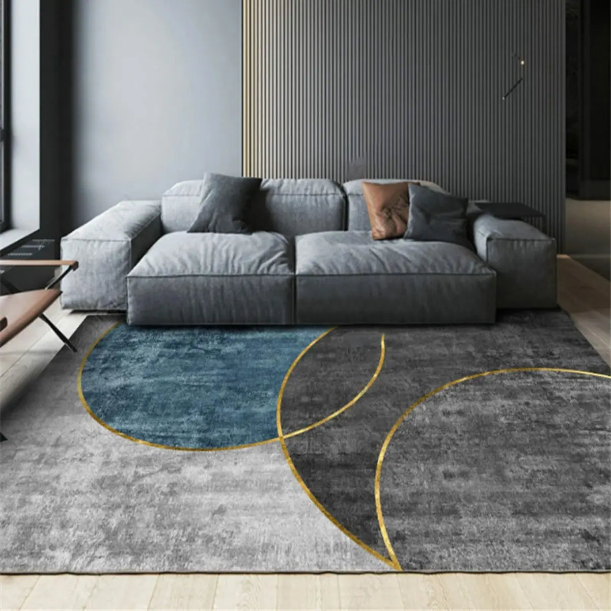 Anti-Slip Modern Geometric Polyester Pink Area Rug Image - 3