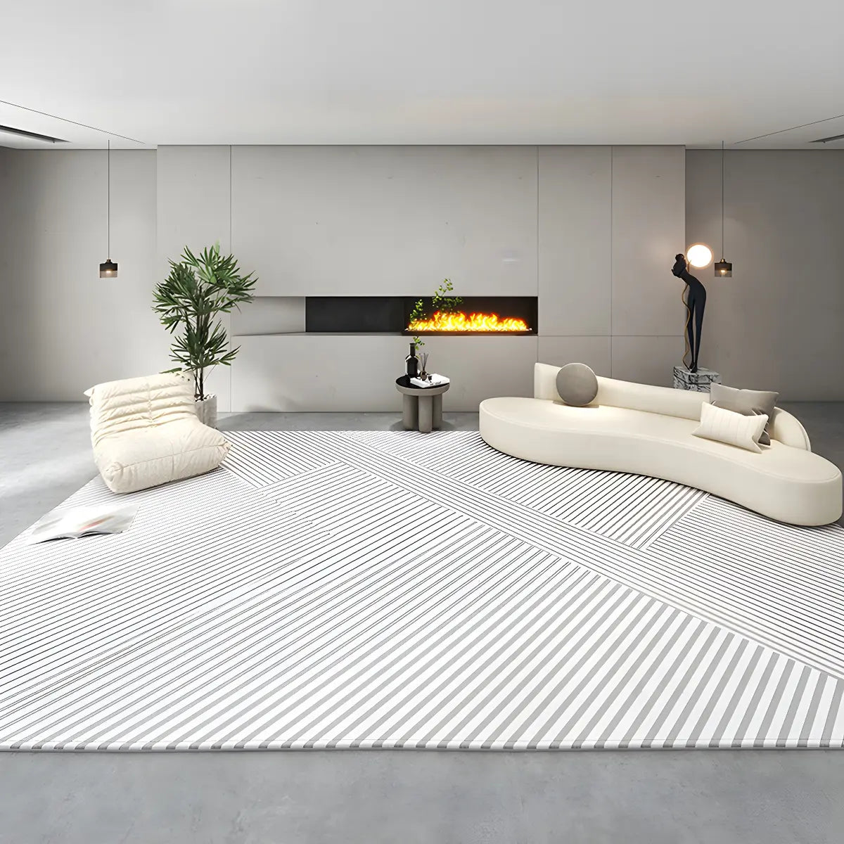 Anti-Slip Simple Geometric Beige Polyester Area Rug Image - 4